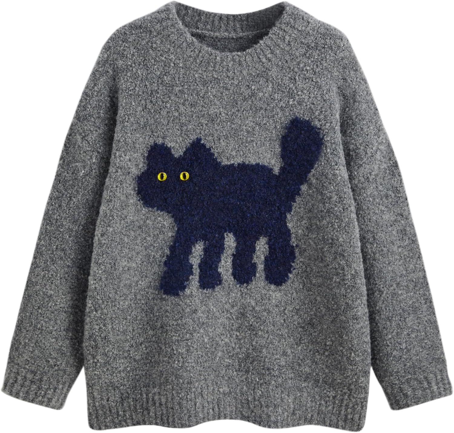 CIDER Womens Cat Sweater with Fun Graphic for Cozy Style