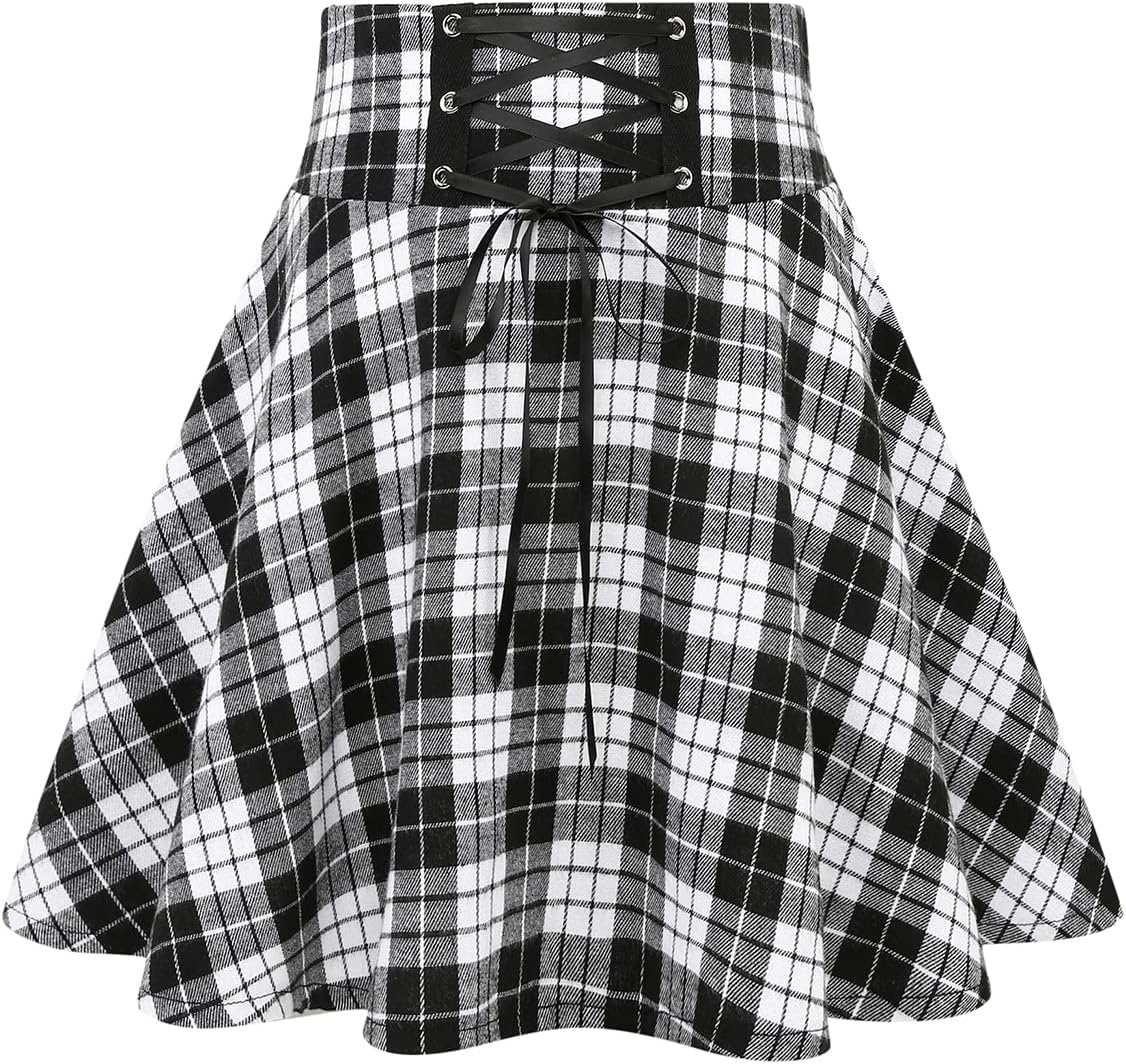 Gothic Plaid Mini Skirts for Women - High Waist Fashion Style