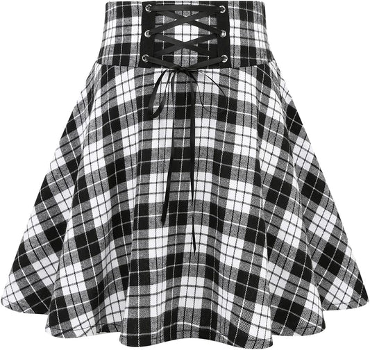 Gothic Plaid Mini Skirts for Women - High Waist Fashion Style