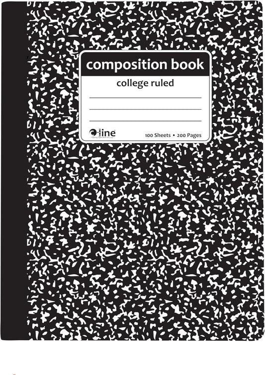 C-Line College Ruled Notebook - Elegant Black Marble Design