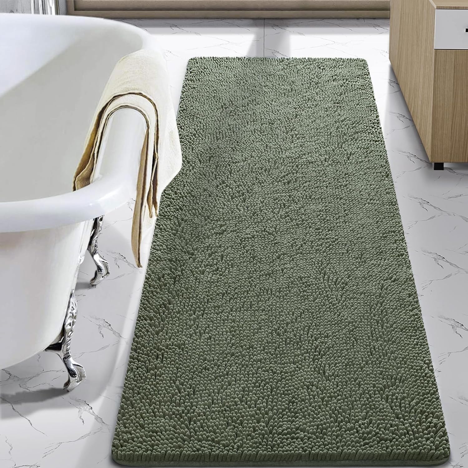 LOCHAS Luxury Bathroom Rug Shaggy Bath Mat 24 x 70 Inch Soft