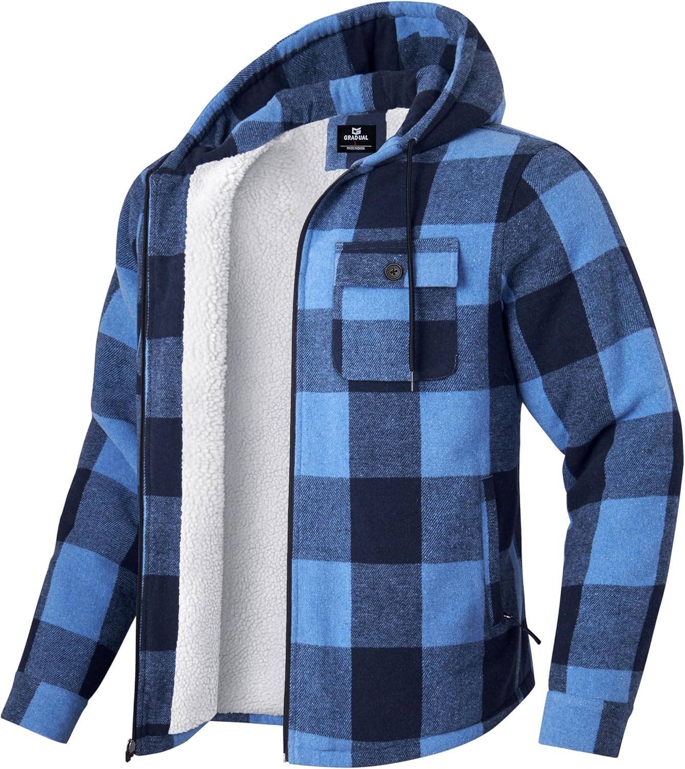 G Gradual Men's Flannel Jacket: Warm Sherpa Lined Hoodies
