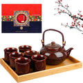 Japanese Kiln Altered Glaze Porcelain Tea Set for Adults - Compact
