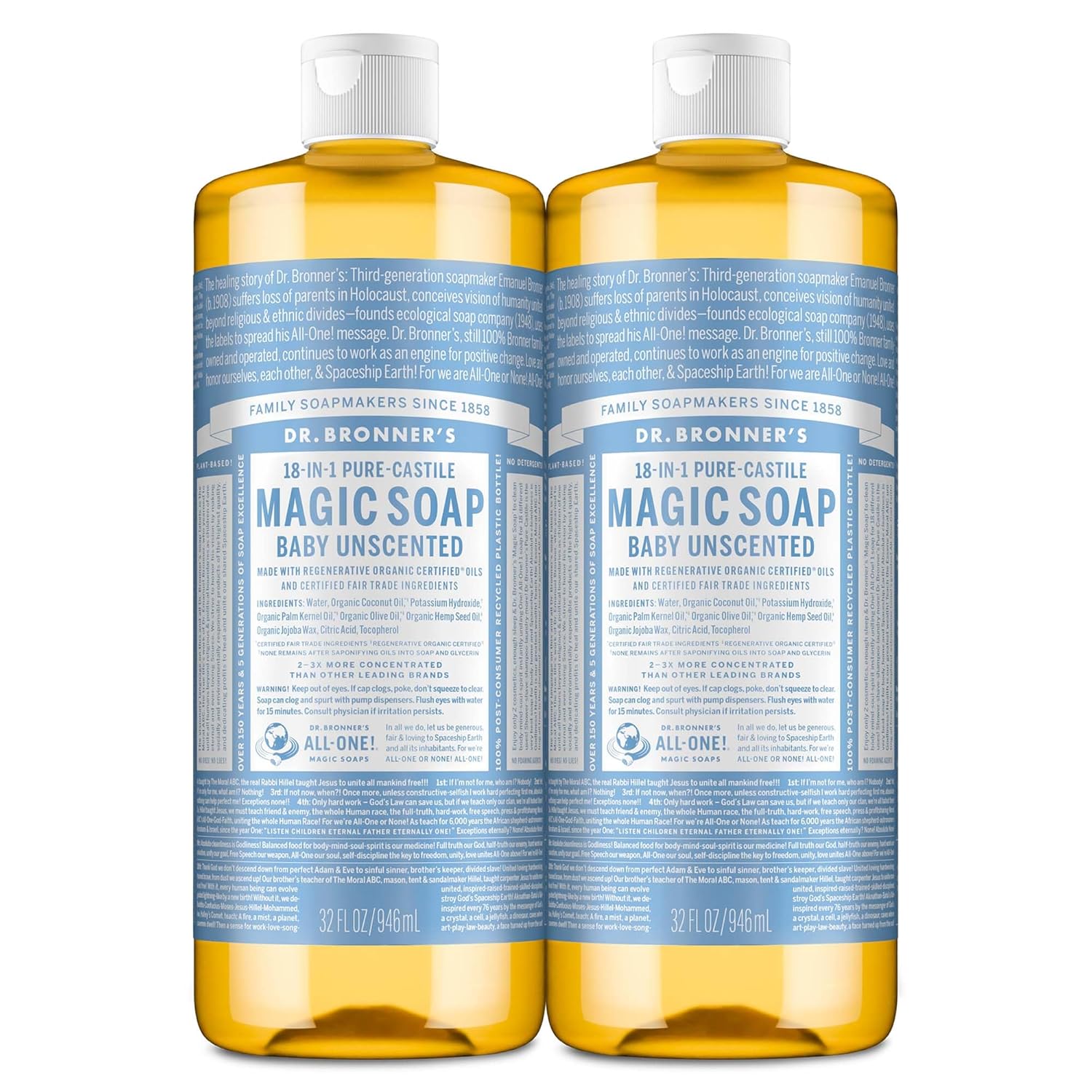 Dr. Bronner's Pure-Castile Liquid Soap for Sensitive Skin 32oz