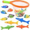 Toy Fishing Net for Bath - Kids Dive Game with 4 Sharks & 6 Fish