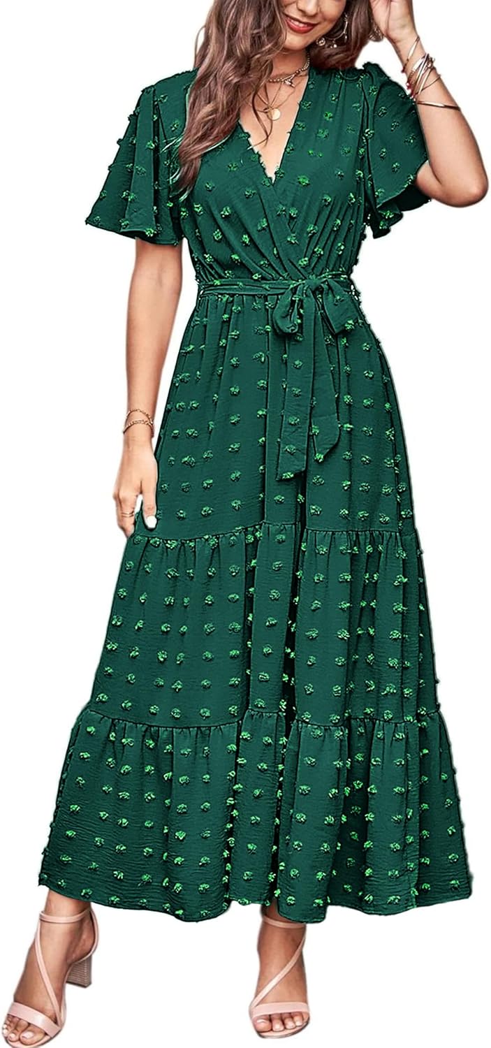 MASCOMODA Womens Summer Swiss Dot Maxi Dress for Every Occasion