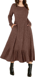 Long Sleeve Midi Dress 2025 Rib Knit A Line Midi - Soft, Flowy