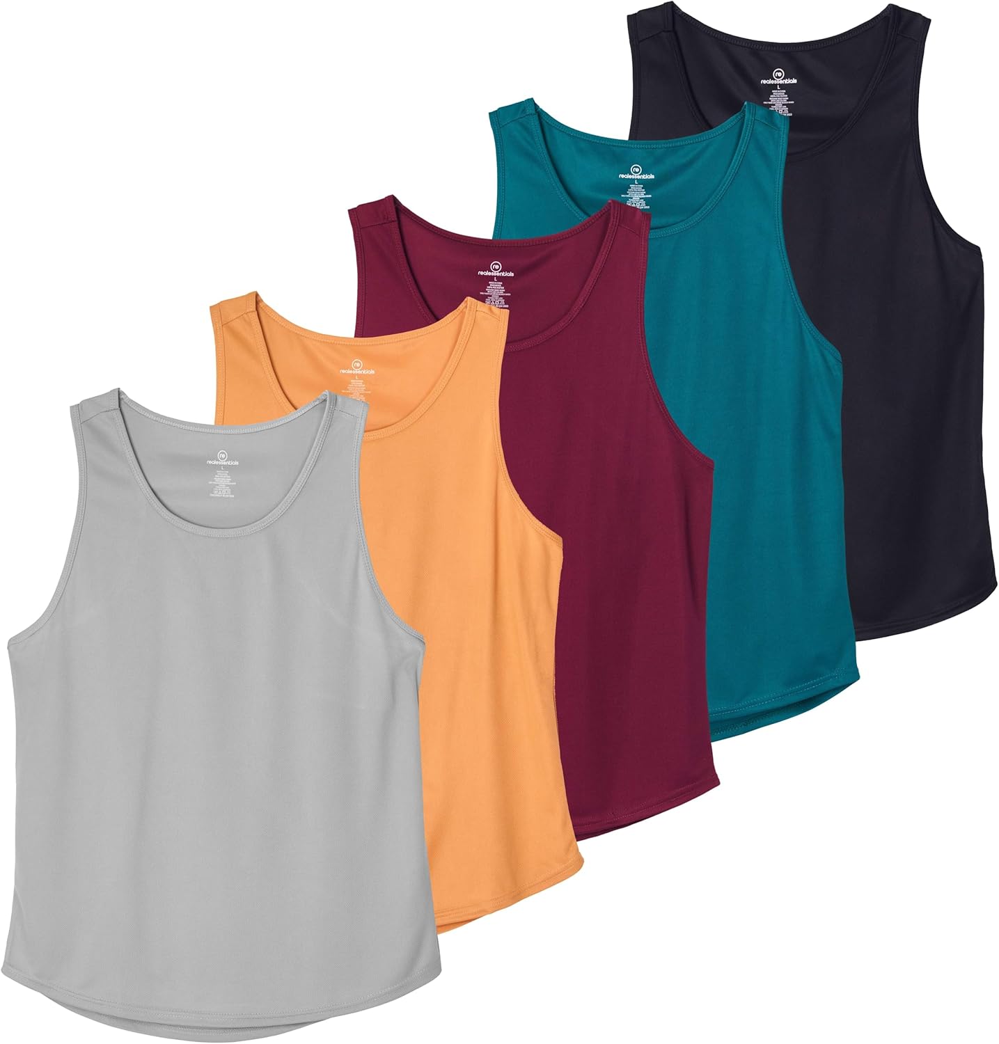 Real Essentials Men's Mesh Y-Back Muscle Tank Top 5 Pack