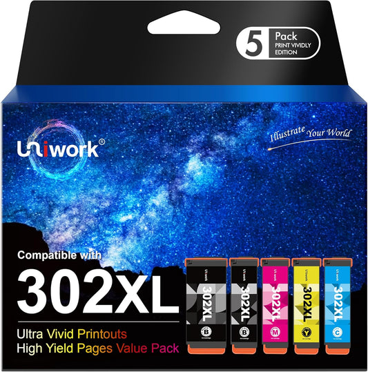 Vibrant Prints with Uniwork 302XL Ink Cartridge Set