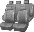 Bling Diamond Gray Leather Car Seat Covers Full Set - Sparkly