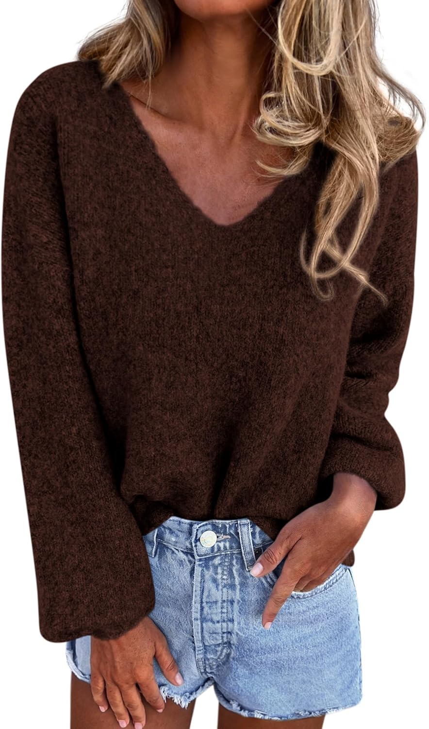 KIRUNDO Oversized V Neck Sweaters for Women Fall 2025 Trendy