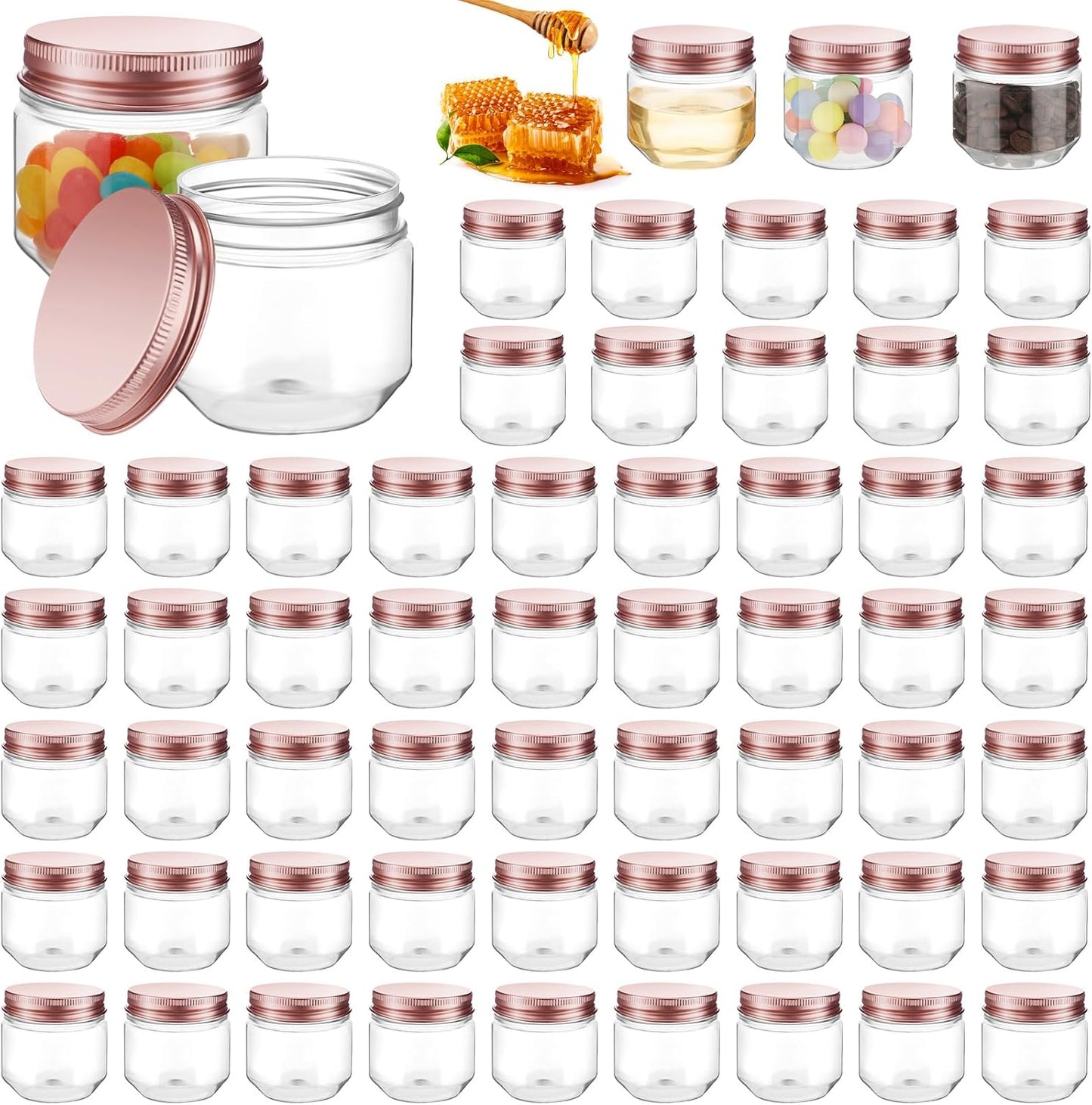 60 Pcs 3 oz Clear Plastic Jars with Lids for Storage and Gifting