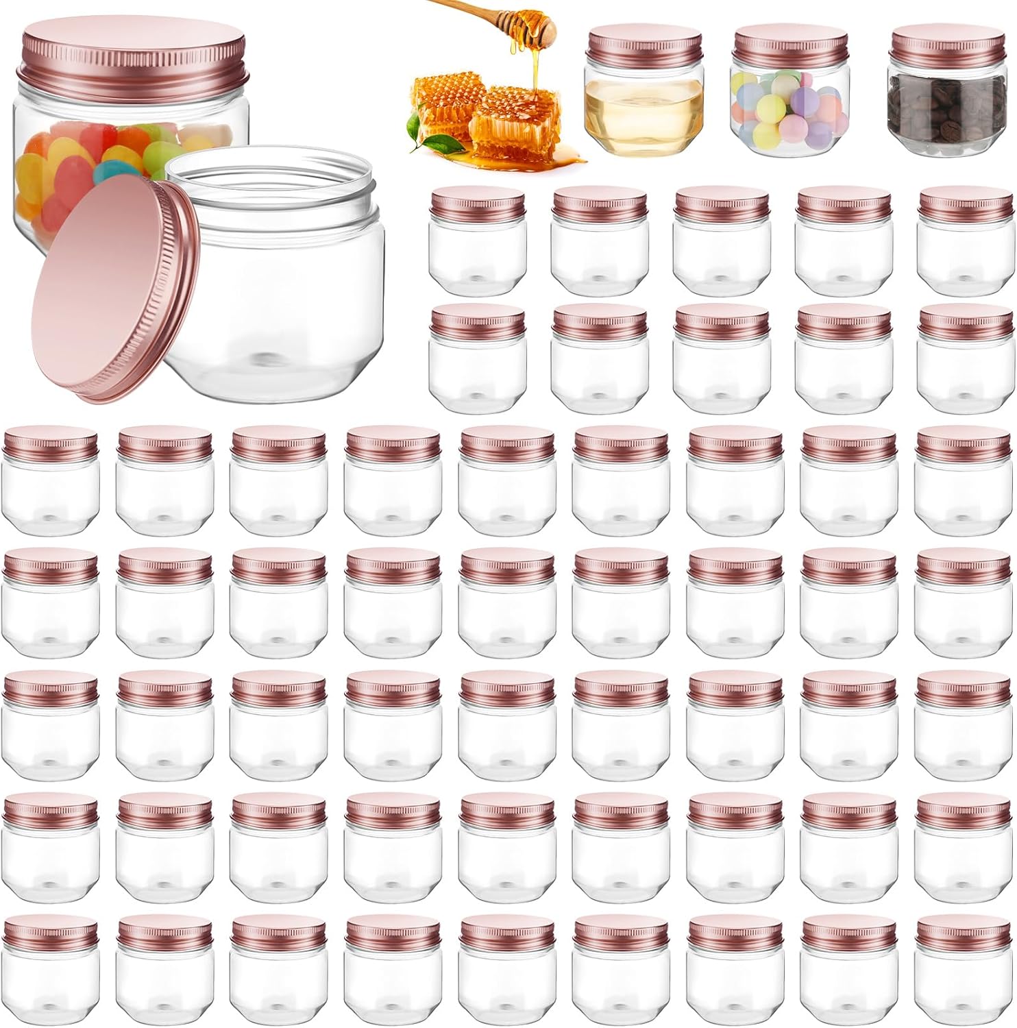 60 Pcs 3 oz Clear Plastic Jars with Lids for Storage and Gifting
