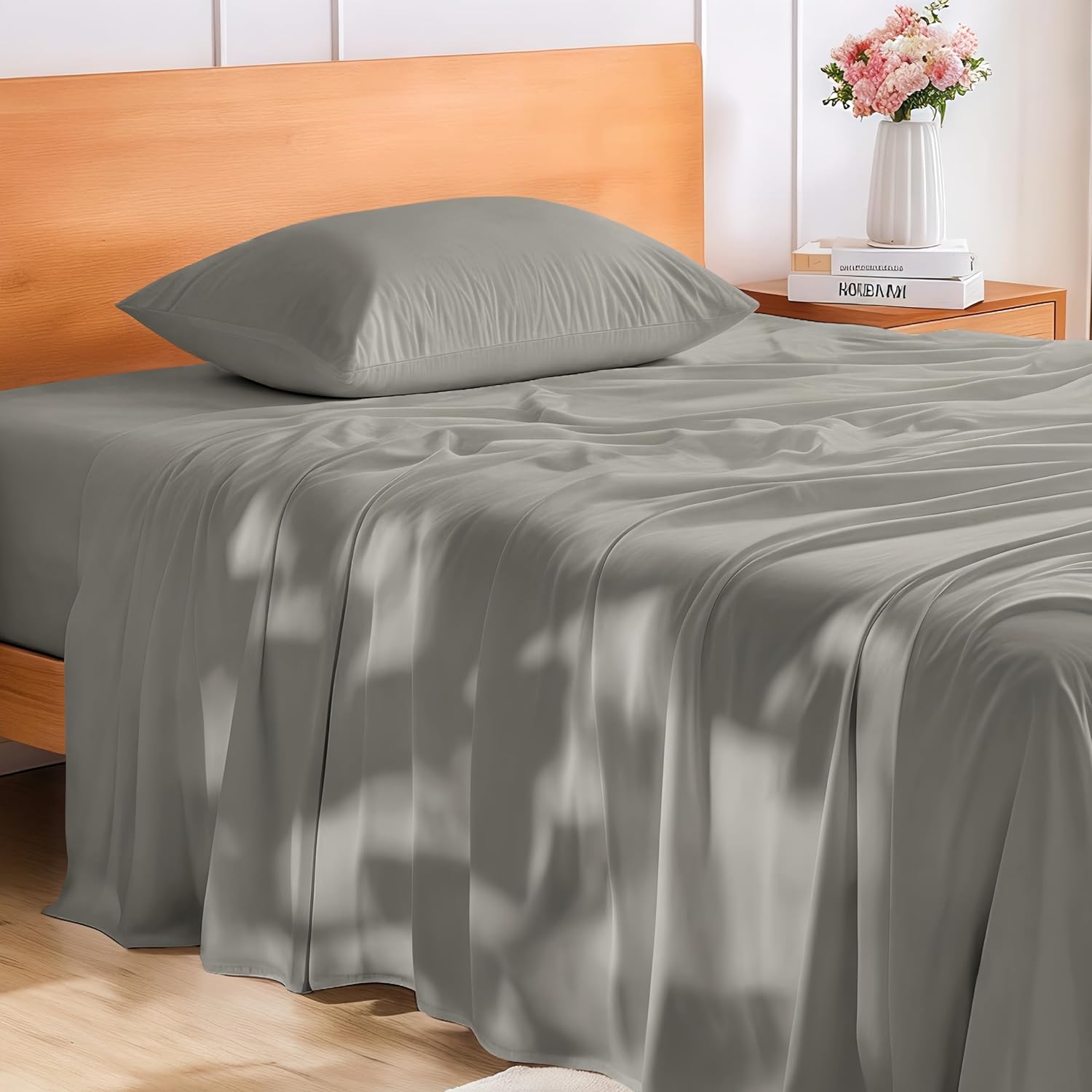 GOKOTTA Twin XL Sheets Set - Ultra Soft, Deep Pocket, Grey