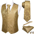 Men's Suit Vest Set Paisley Jacquard Silk Tie Pocket Square - 5PCS