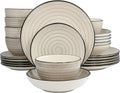 Elama Gia 24 Piece Round Stoneware Dinnerware Set in Cream - Durable