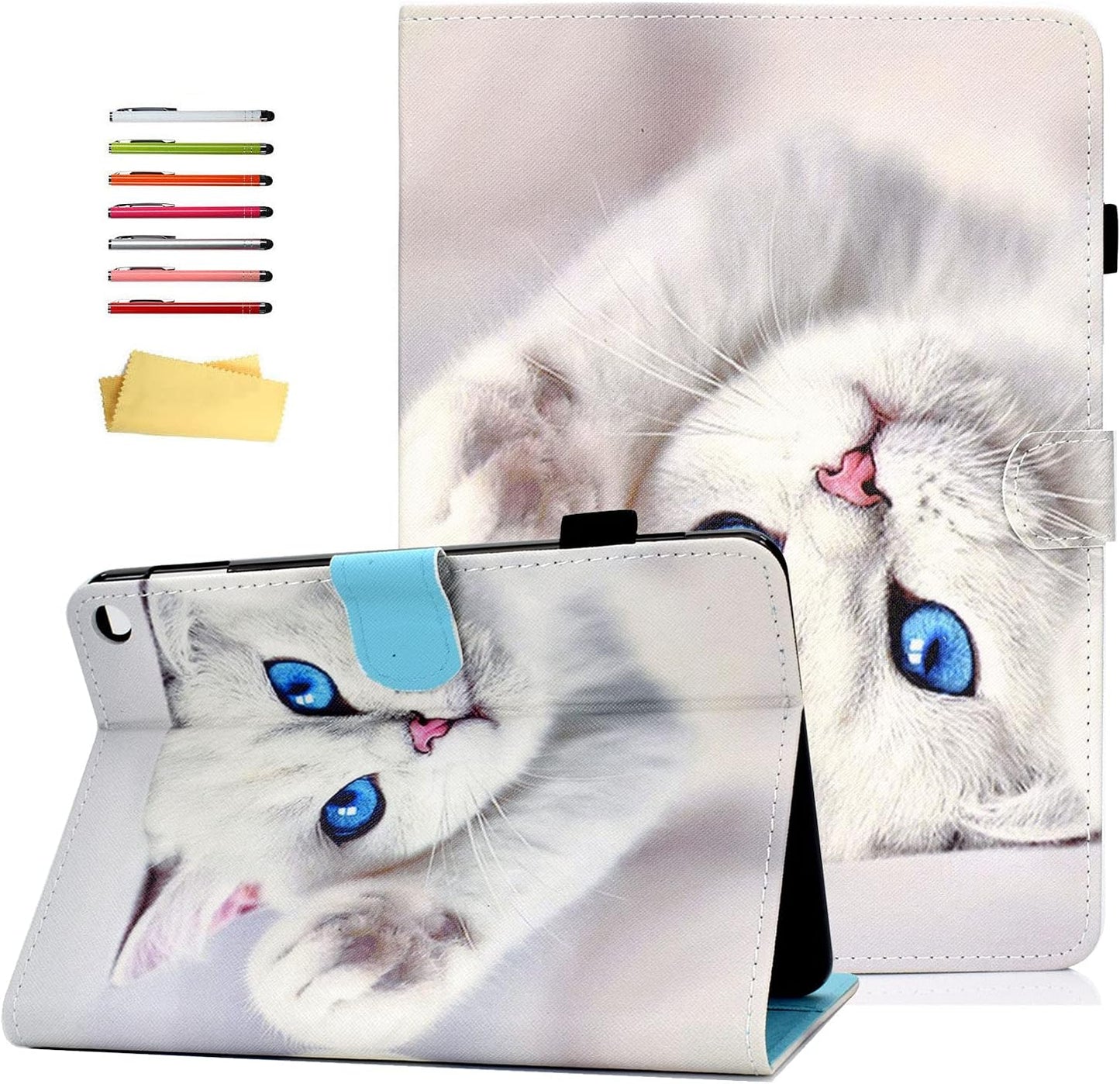 Case for Kindle Fire HD 10 & HD 10 Plus 10.1in - White Kitten Cat