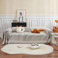 Chenille Large Sofa Cover for 2 Cushion Couch - Modern Beige Gray
