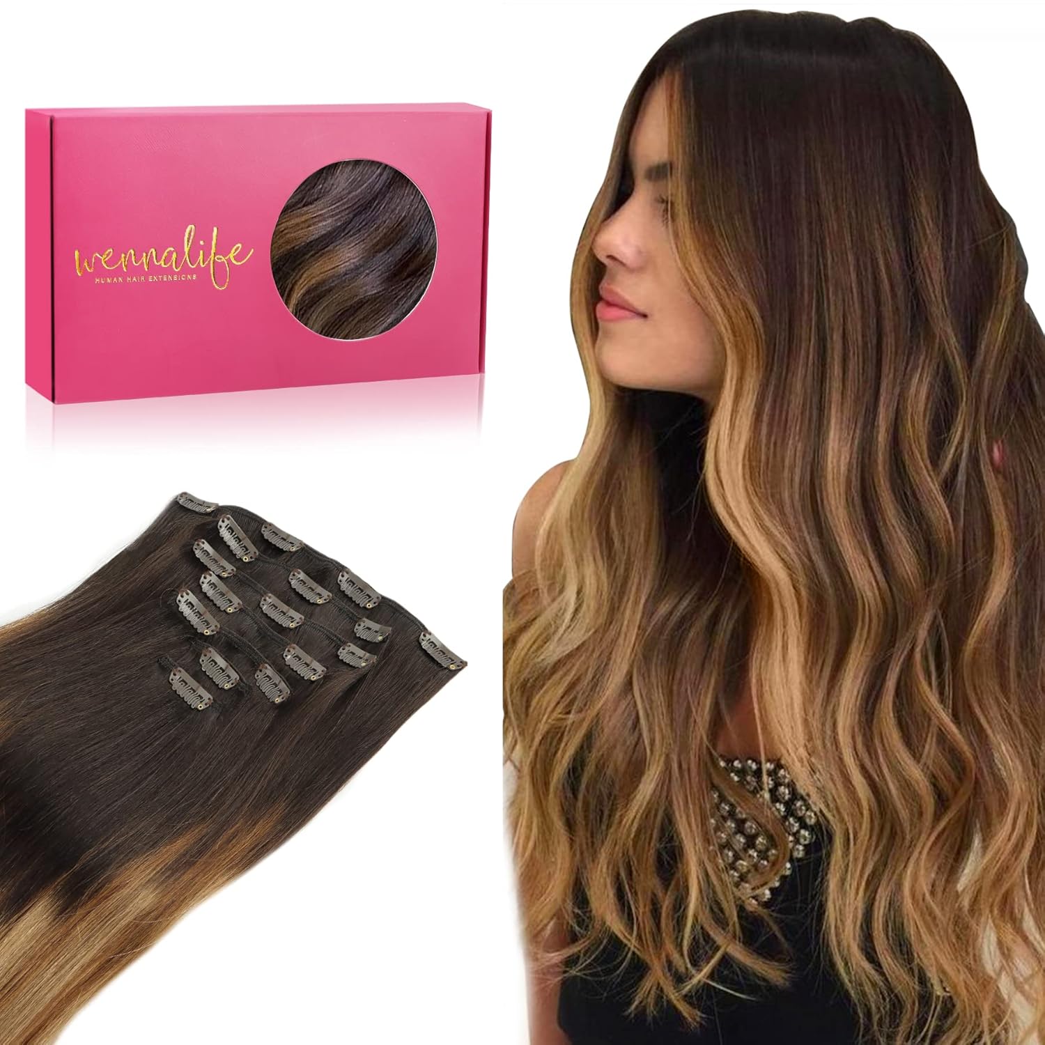 WENNALIFE Clip in Hair Extensions for Natural Volume & Length