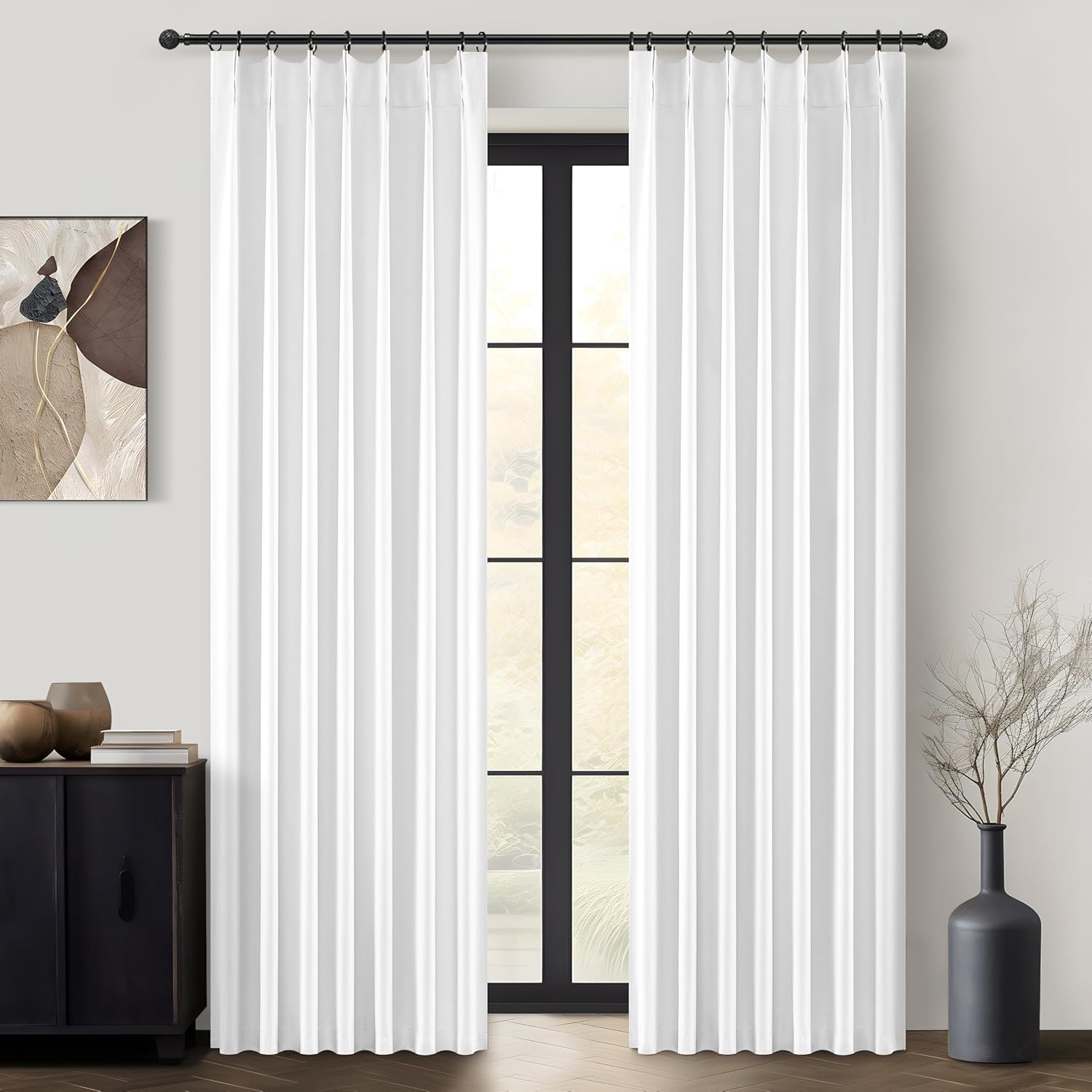 Solid White Blackout Drapes for Bedroom and Living Room Decor