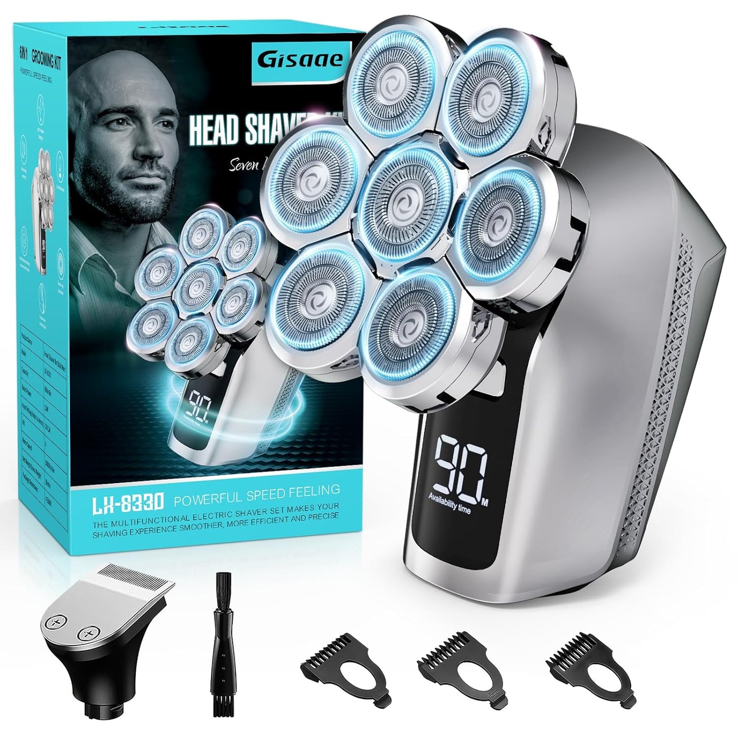 7D Electric Razor for Bald Men - Cordless Waterproof Shaver