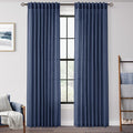 Navy Blue Curtains 60in x 108in Set of 2 - Light Filtering Linen Blend
