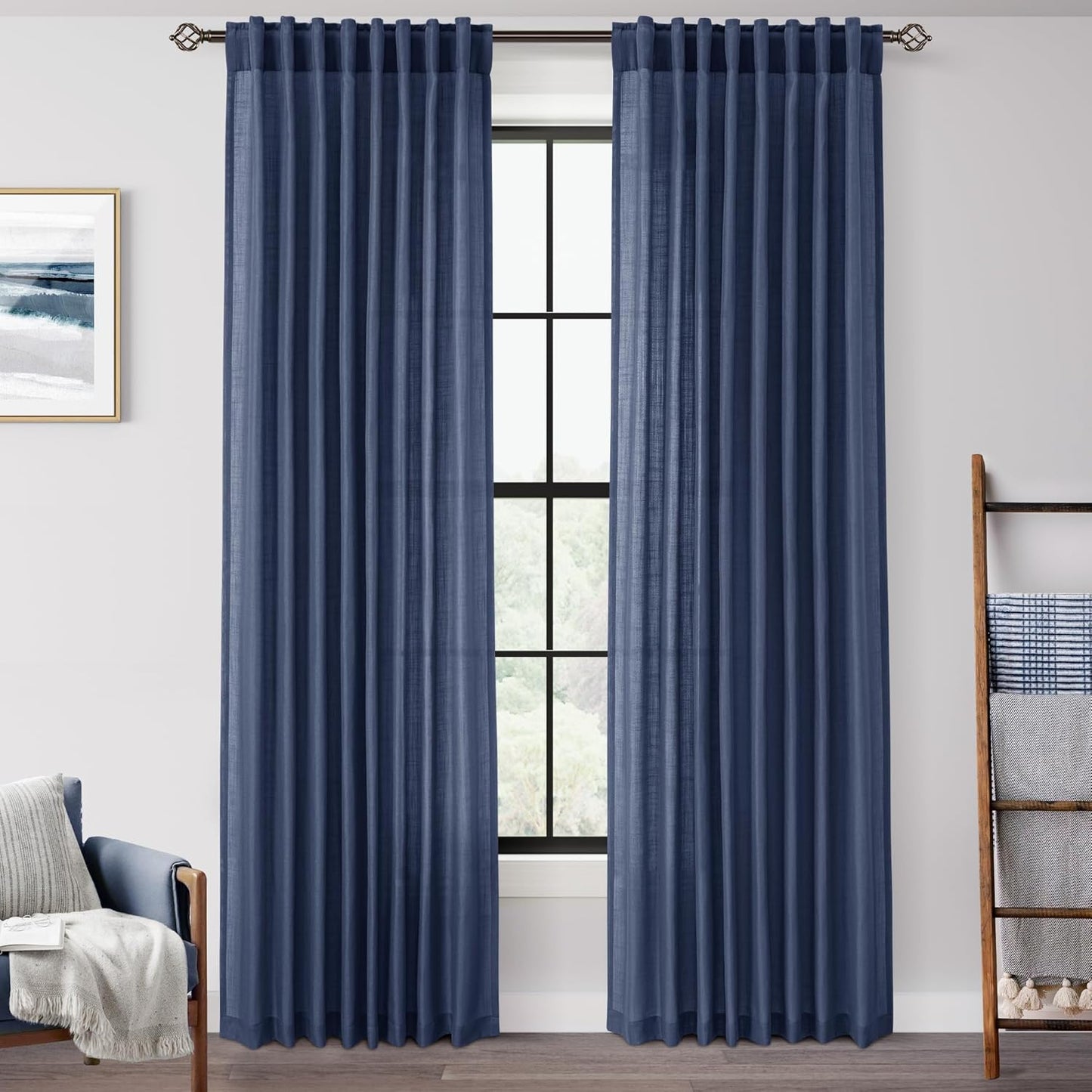 Navy Blue Curtains 108 inch Length for Modern Aesthetic Decor