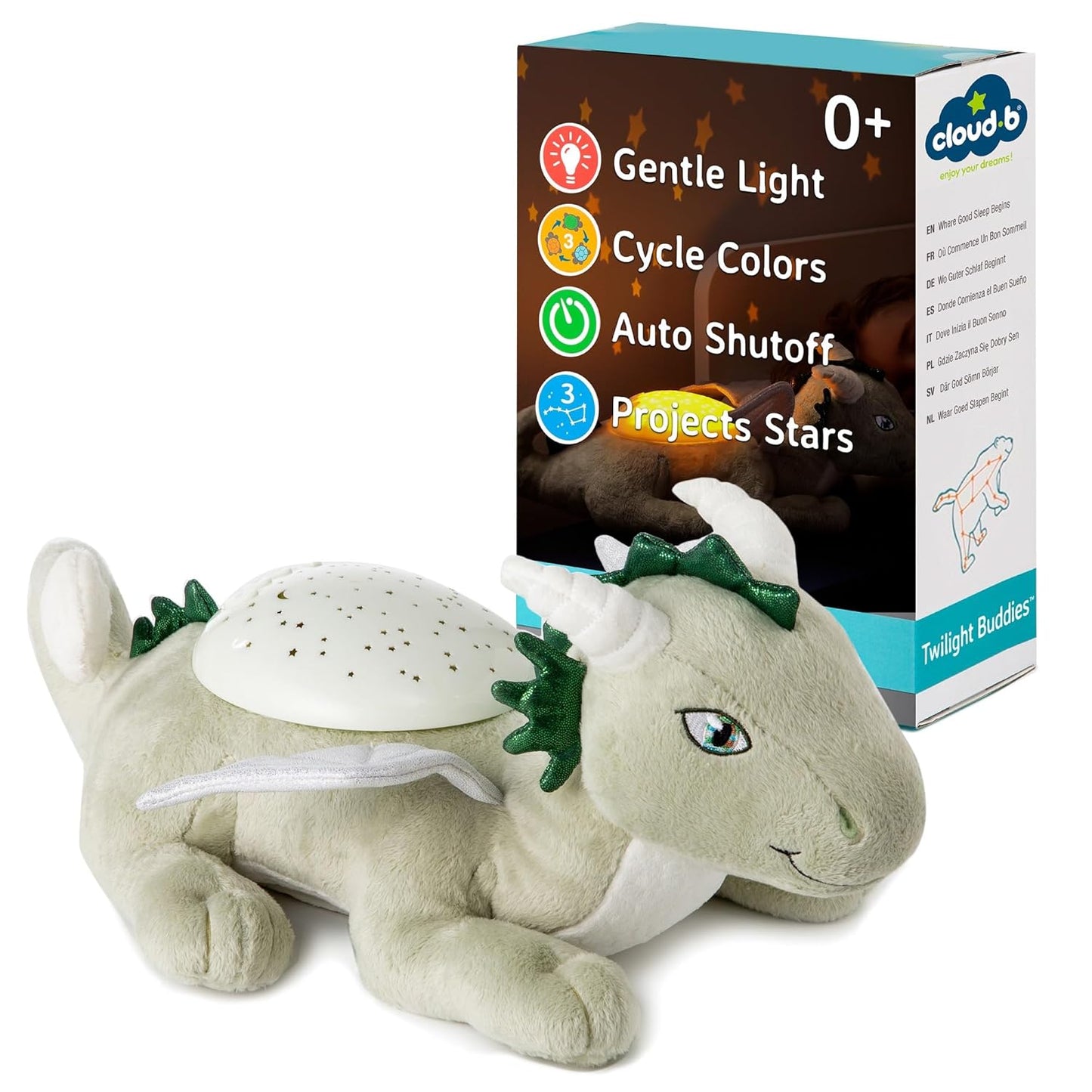 Cloud B Twilight Buddies Dragon Plush Night Light for Kids