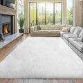 Shag Rugs for Living Room - Soft White Fuzzy Plush Modern Carpet 9x12