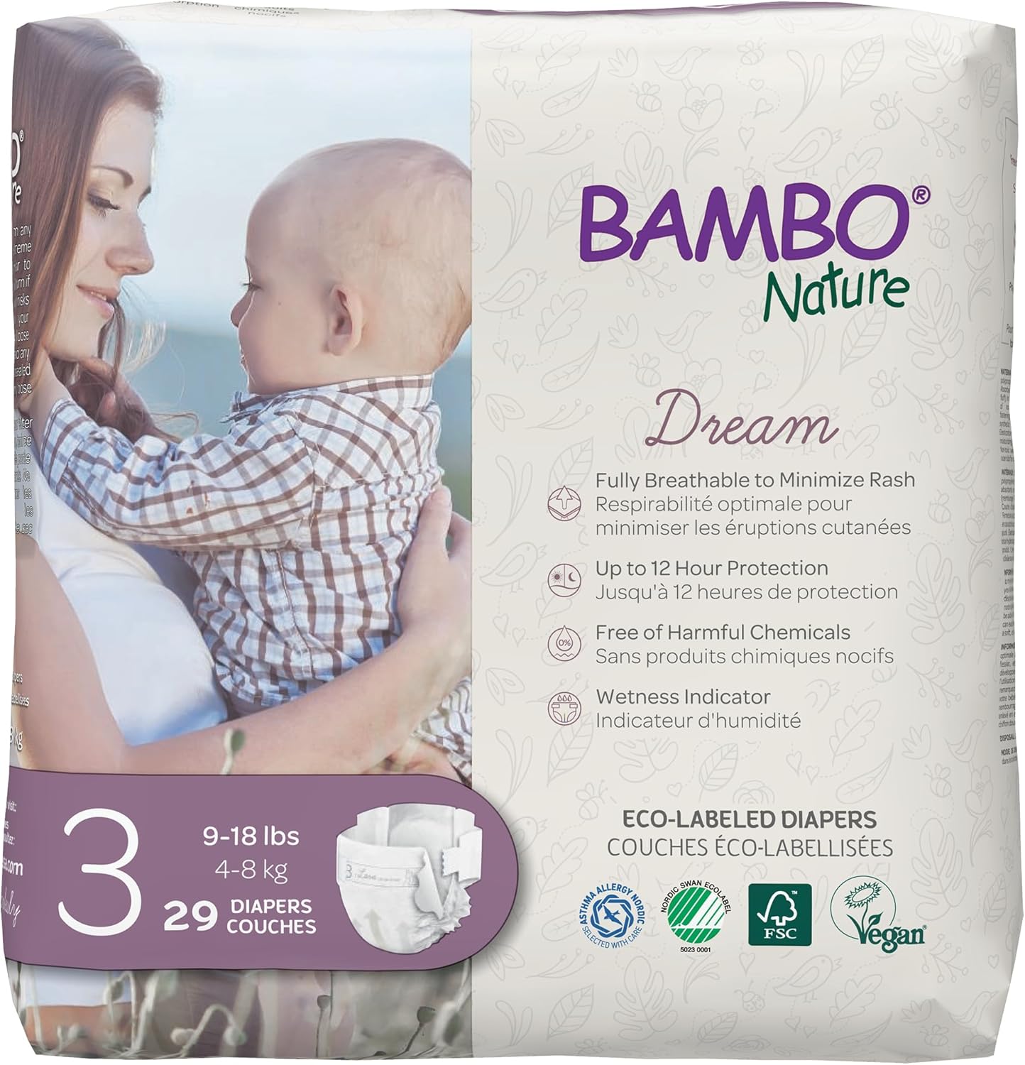 Bambo Nature Hypoallergenic Dream Baby Diapers for Comfort