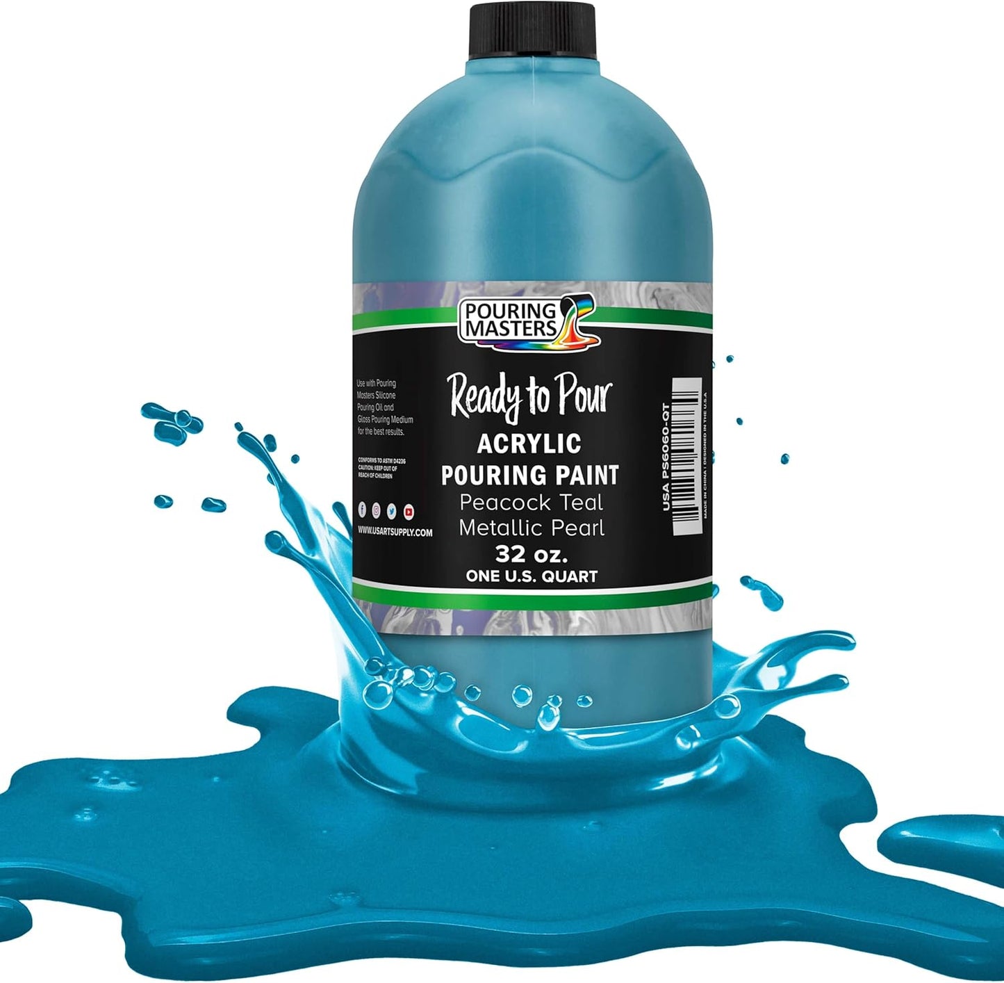 Pouring Masters Peacock Teal Metallic Iridescent Paint for Art
