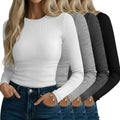 Neer 4 Pack Women's Ribbed Long Sleeve Shirts - Slim Cotton Stretch is