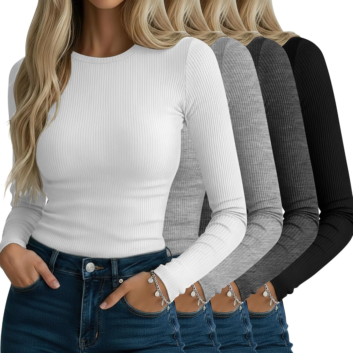 Neer Women's Ribbed Long Sleeve Shirts - Comfortable & Stylish