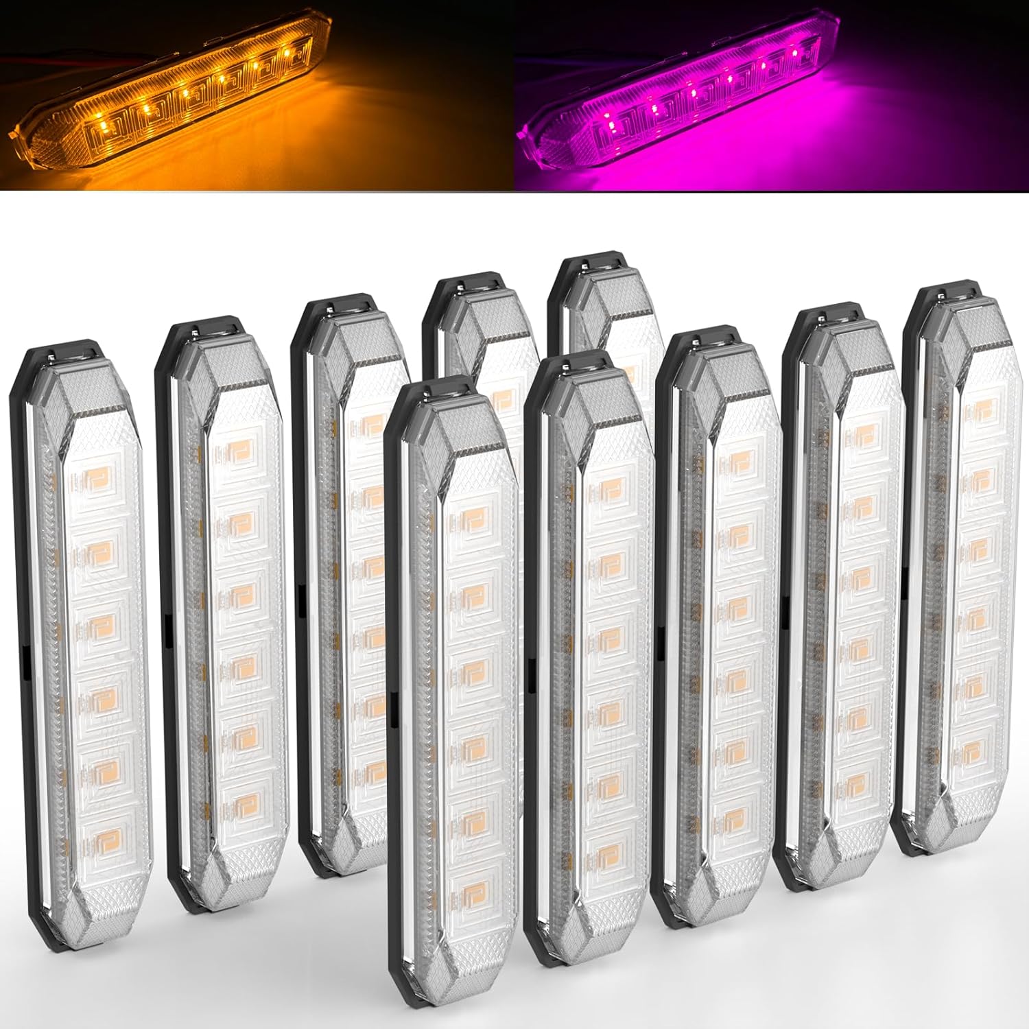 PSEQT 4.7ft' Dual Color Amber Purple Trailer Marker LED Lights