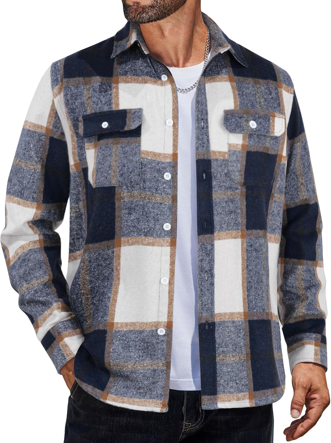 COOFANDY Mens Flannel Shirt Jacket for Stylish Casual Wear