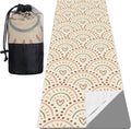 Non Slip Yoga Mat Towel with 4 Corner Pockets - Boho Microfiber 74x25