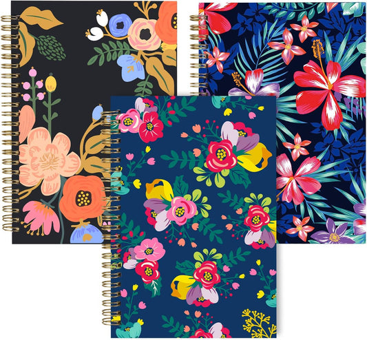 A5 Flower Unlined Journals Bulk - Premium Quality, 100GSM Thick Paper - 3 Pack