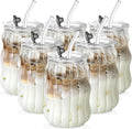 KEMORELA Vintage Ribbed Glass Cups 18oz Set - Clear Bubble Design