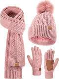 Winter Beanie Hat Scarf Gloves Set for Women - Cozy 3 in 1 Gift