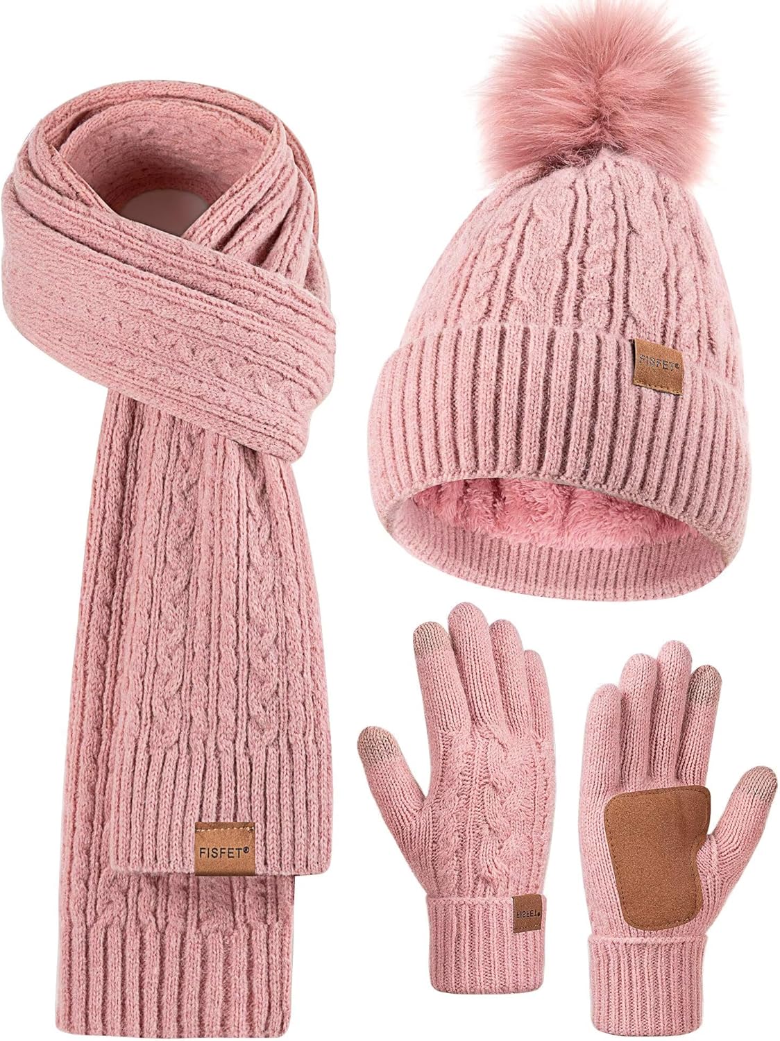 Winter Beanie Hat Scarf Gloves Set for Women - Cozy 3 in 1 Gift