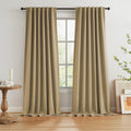 Burlap Linen Blackout Curtains for Ceiling Track - Heavy 100% Blackout