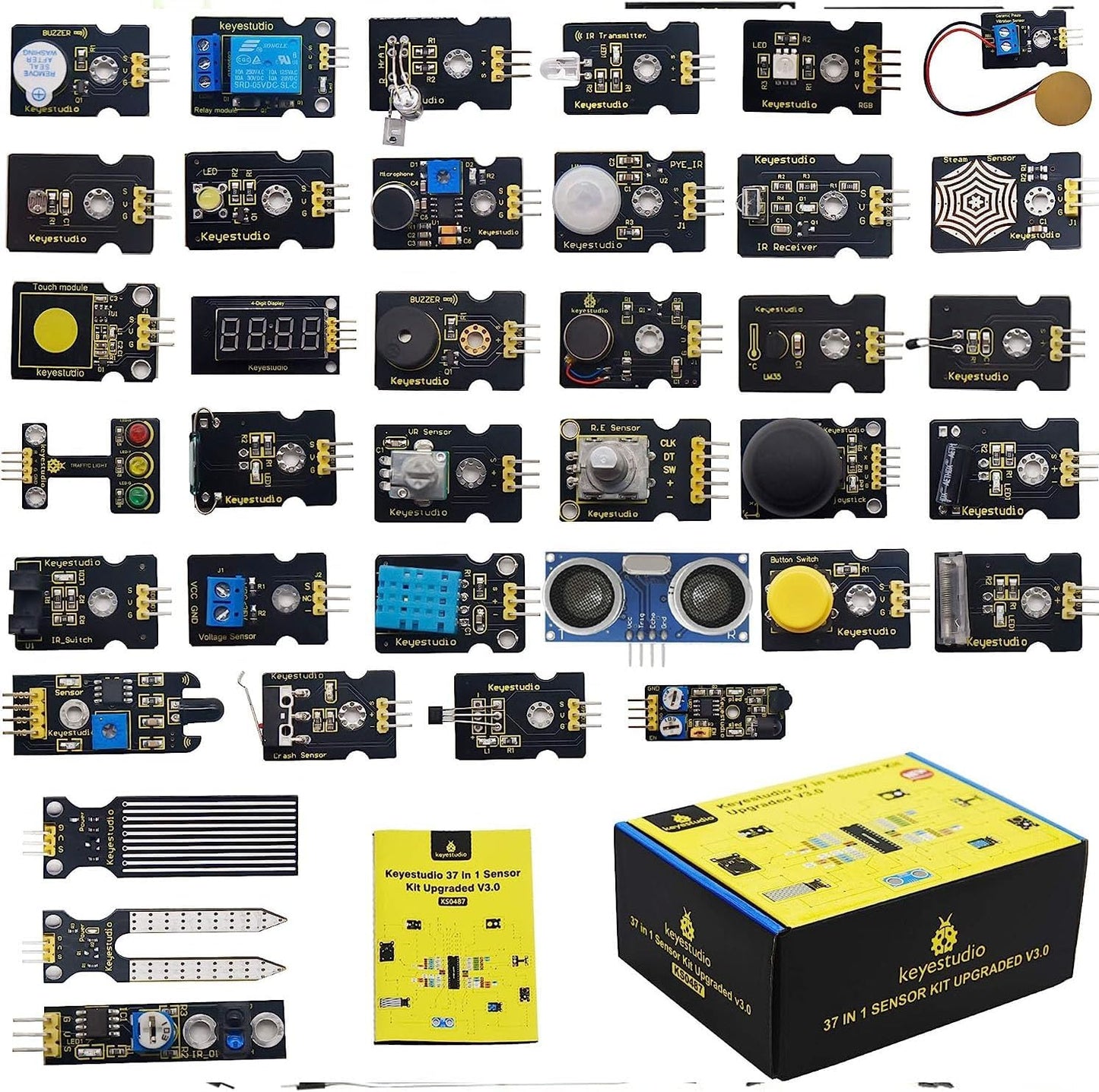 KEYESTUDIO 37 in 1 Sensor Kit for Arduino and Raspberry Pi