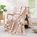 Checkered Throw Blanket Clay Pink - Soft Cozy Fluffy 50in x 60in