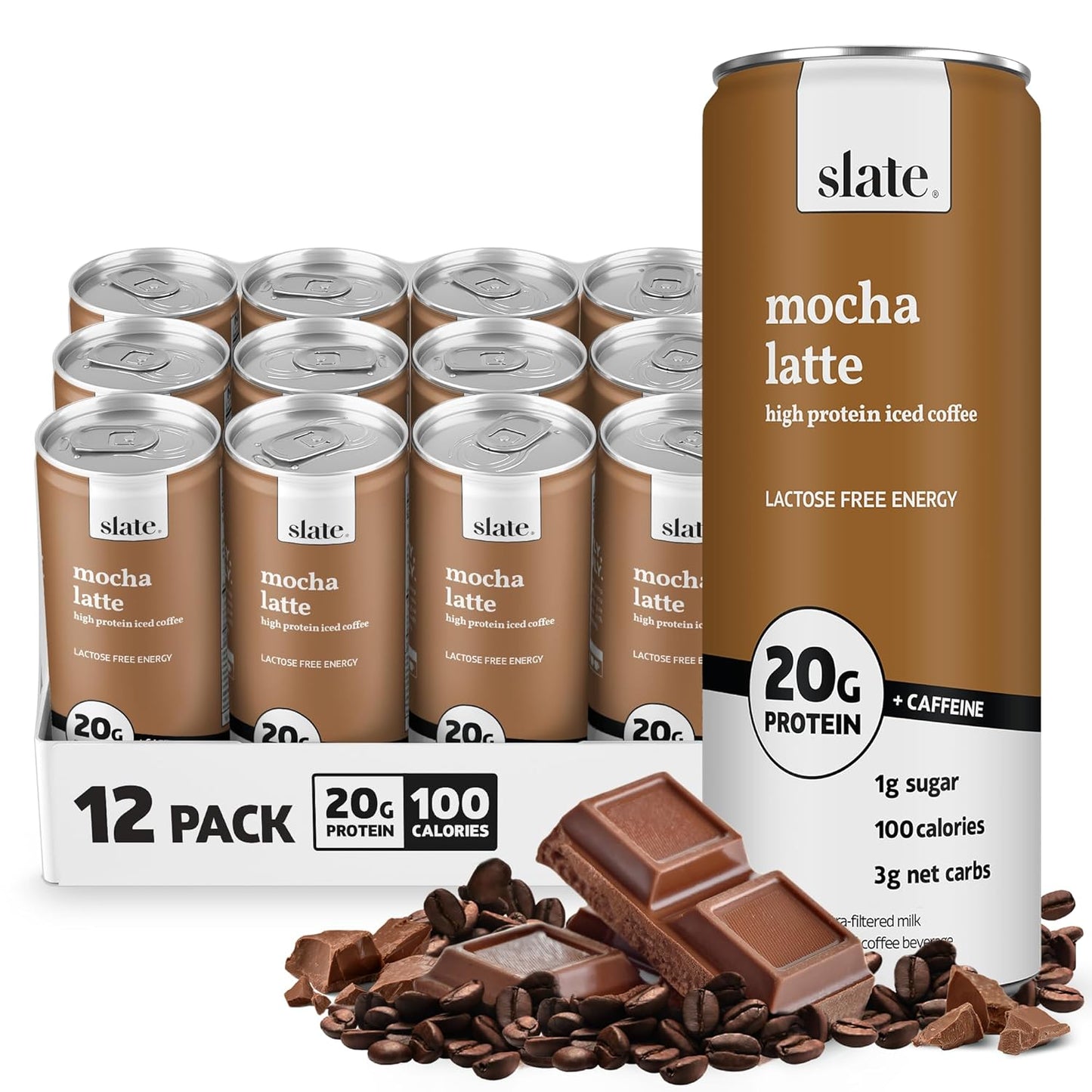Slate High Protein Iced Coffee Mocha Latte - 20g Protein