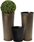 Hand-Hammered 25in Metal Planter 2-Pack - Tall Indoor Outdoor Pots