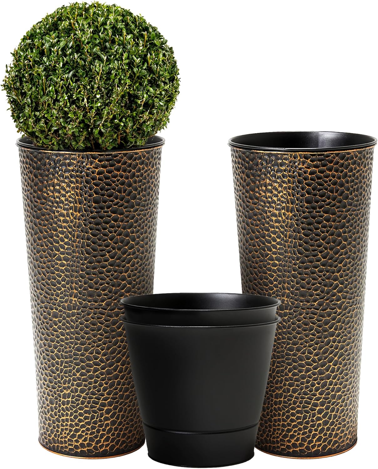 Handcrafted 25in Metal Planters with Unique Texture for Home
