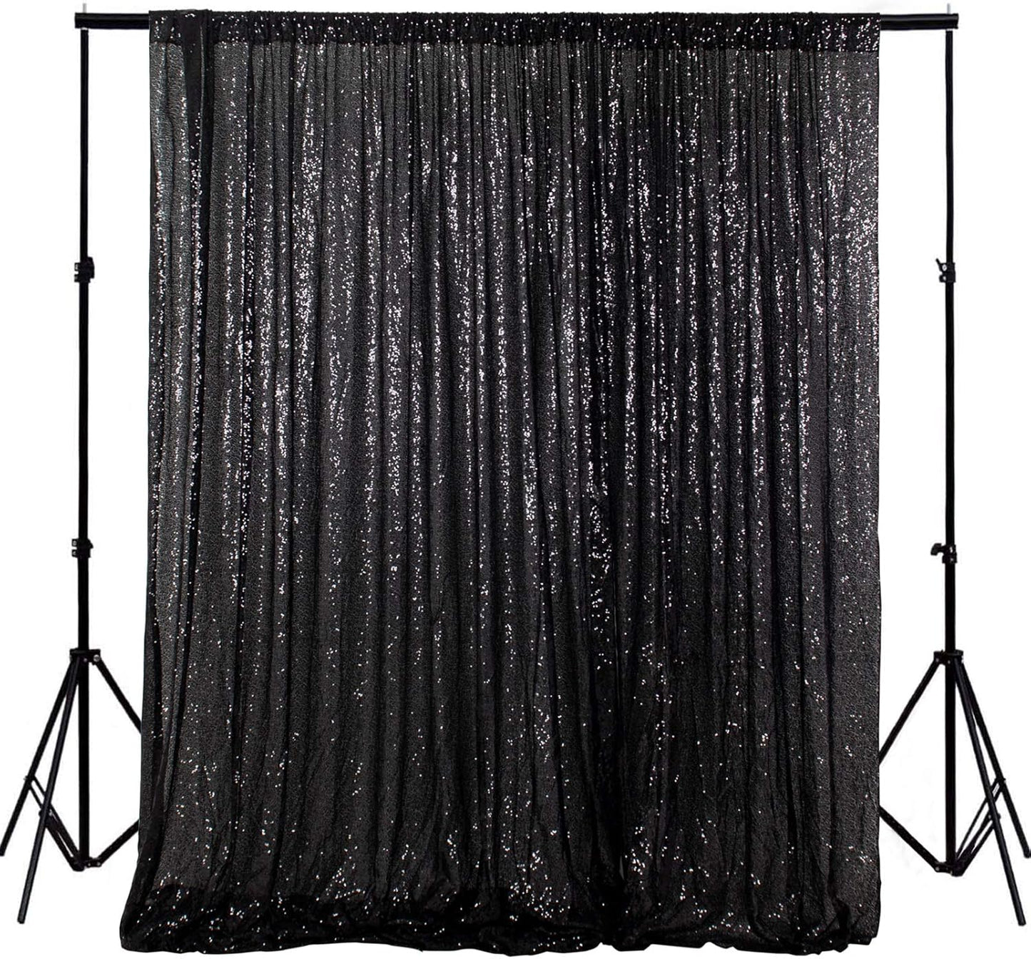 ShinyBeauty Black Sequin Backdrop for Stunning Photo Booths