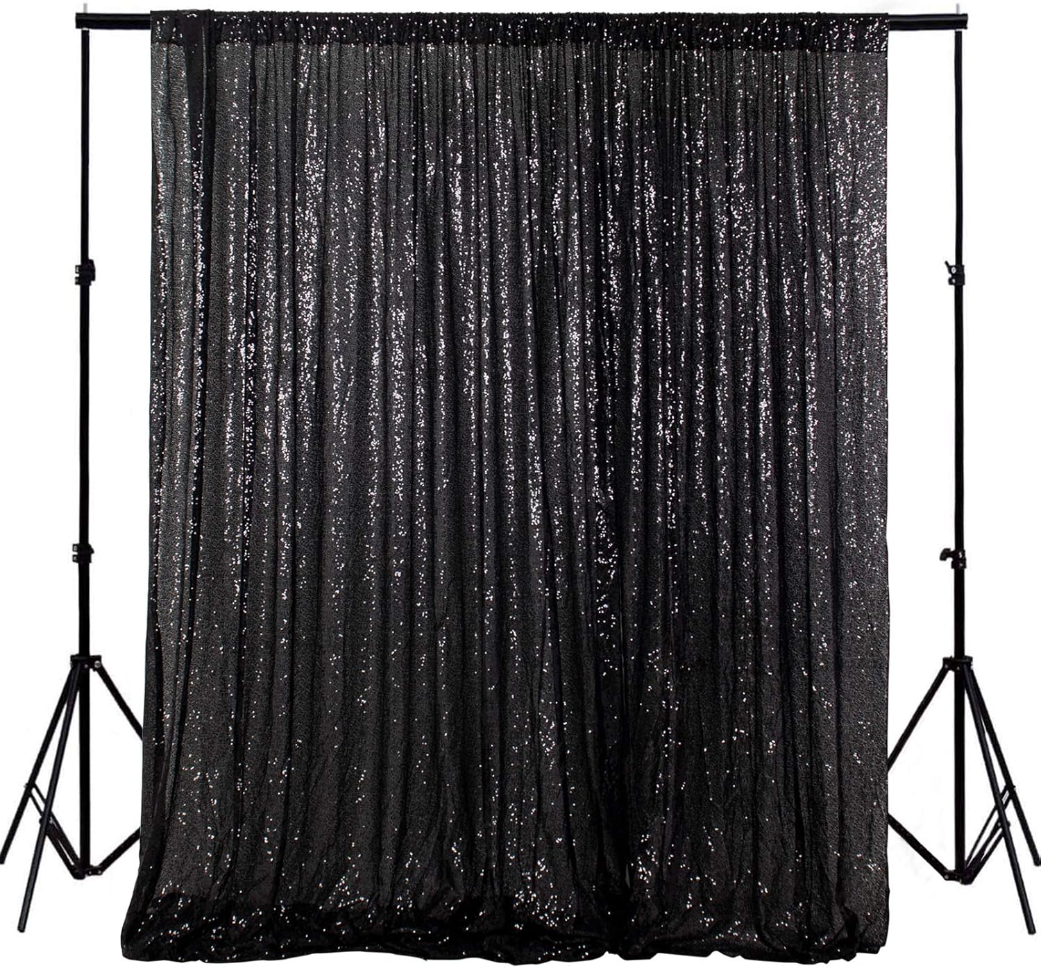 ShinyBeauty Black Sequin Backdrop for Stunning Photo Booths