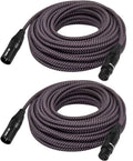 50ft XLR Cables 2 Pack - Anti-Tangling Braided XLR Mic Cables