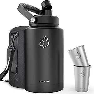 BUZIO One Gallon Insulated Water Bottle with Two Cups